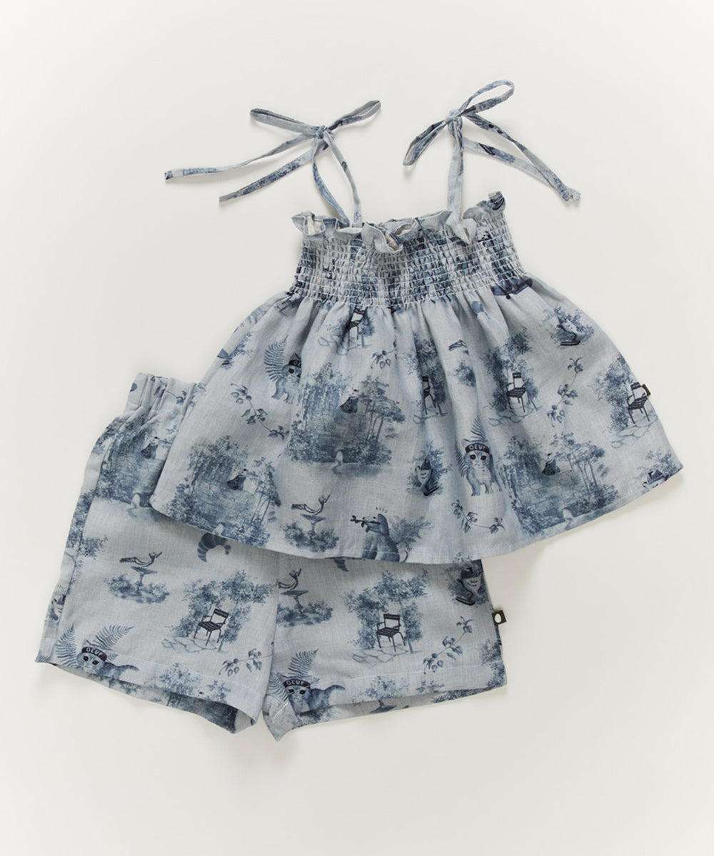 OEUF NYC Kids Smocked Set Ciel/Toile De Jouy OEUF NYC Kids Smocked Set Ciel/Toile De Jouy