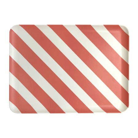Large Bamboo Tray - Red Stripe
