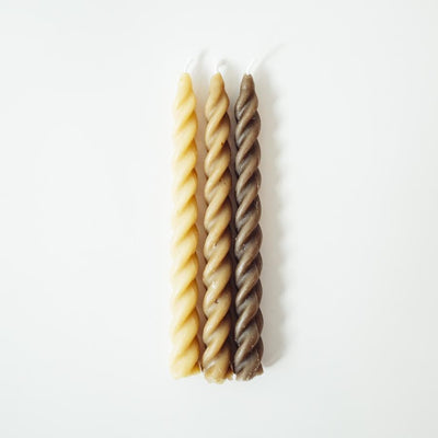 Spiral Taper Beeswax Candle - Yellow
