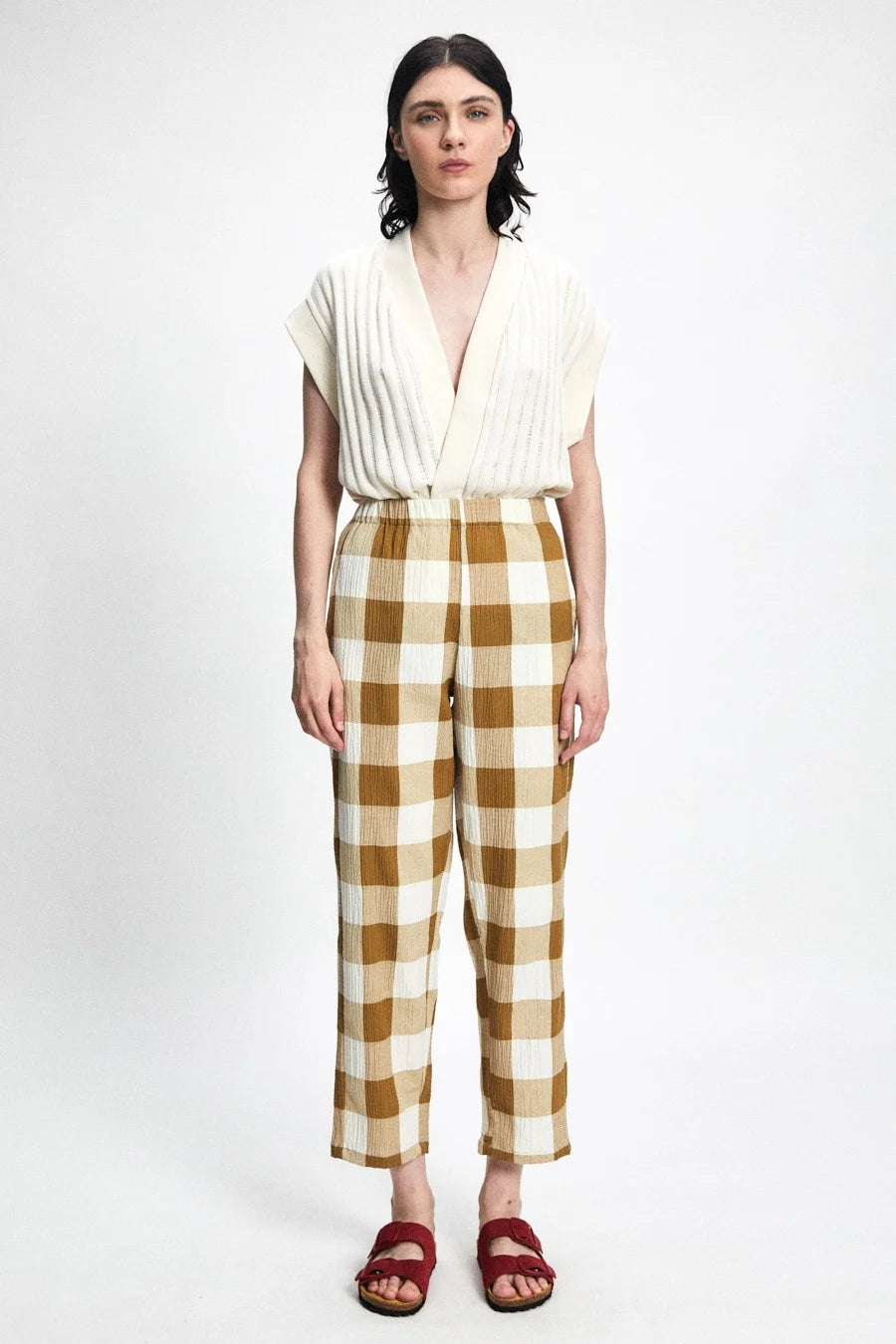 RITA ROW／Poplin smoked body Beam Jumpsuit | Oversized Linen Jumpsuit - Rita Row