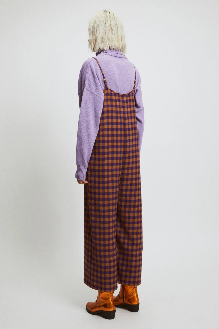Alabama Jumpsuit - Checkered Brown/Lilac