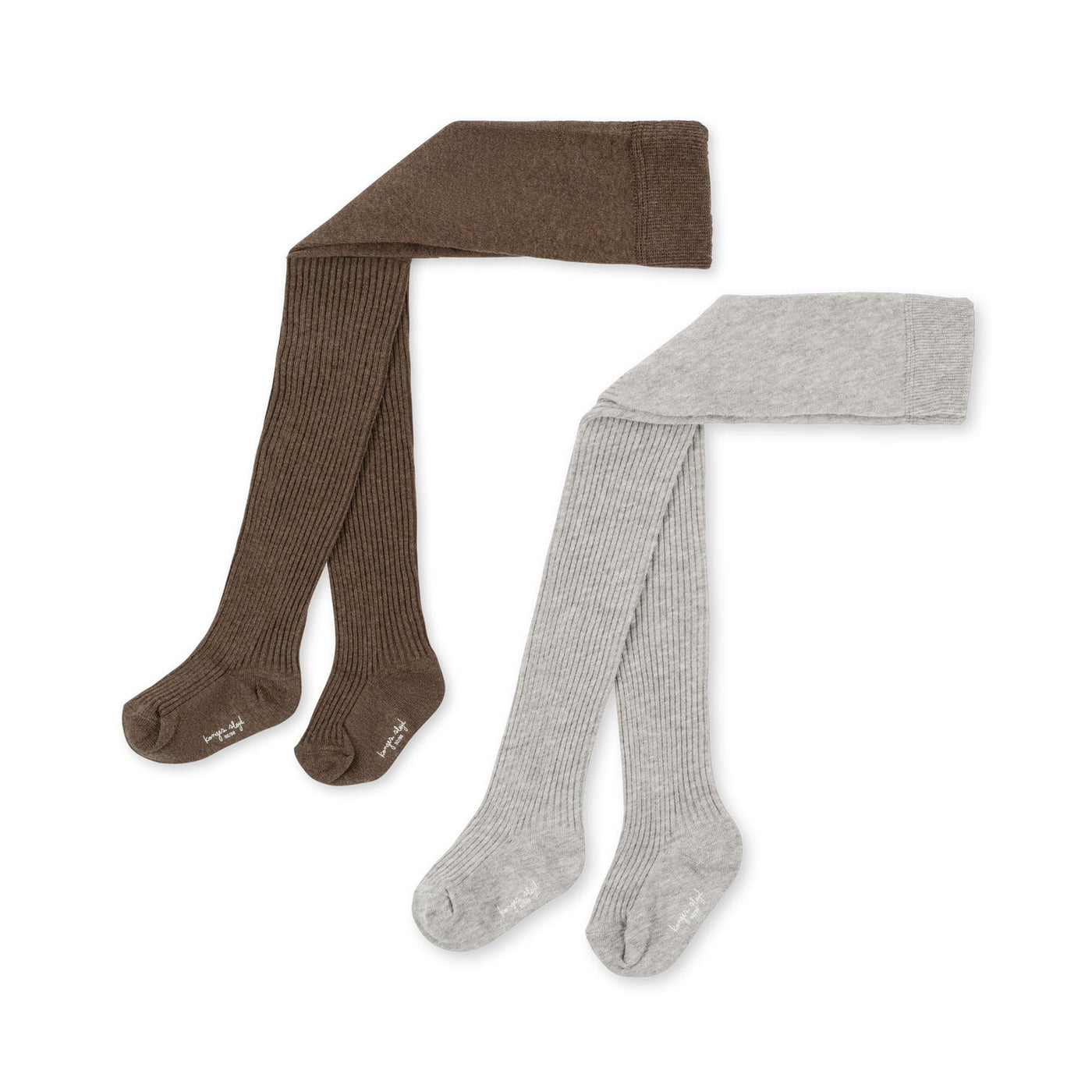 Two Pack Rib Tights -Soft Grey/Brown