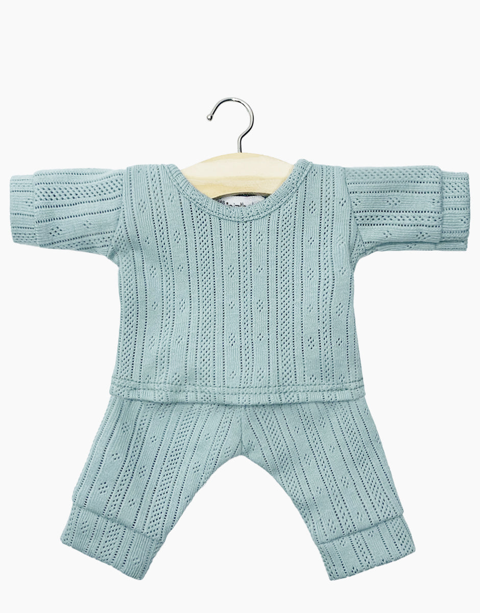 Morgan Pajamas in Peacock Striped Dotted Cotton - for 34 + 37cm Dolls