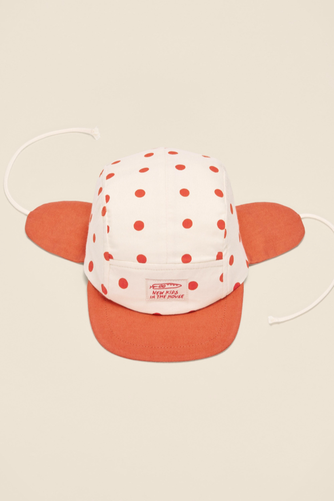 Wolly 5-Panel Baby Cap - Polka Red