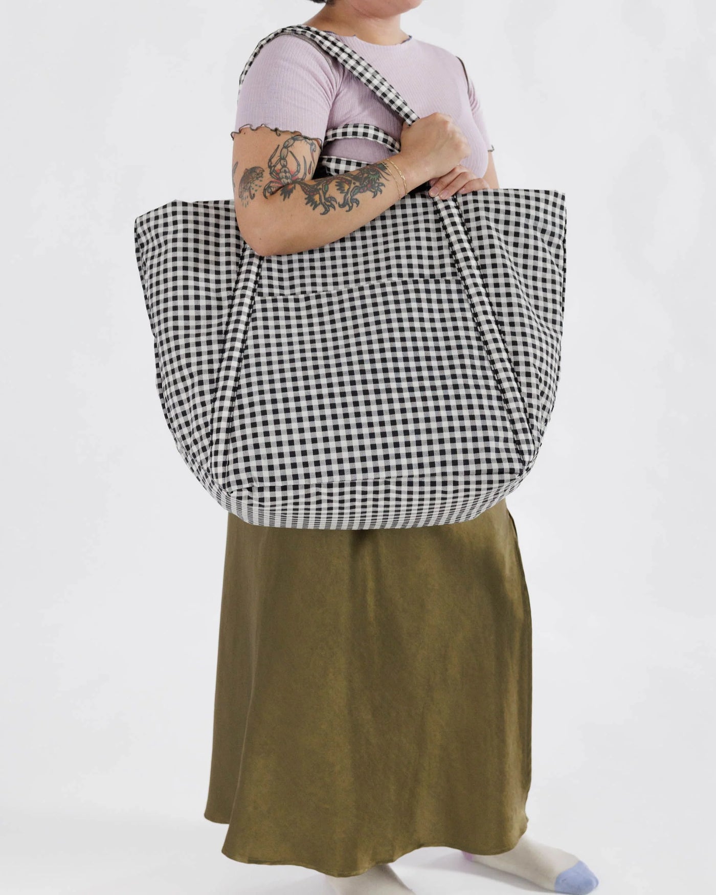 Travel Cloud Bag- Black + White Gingham