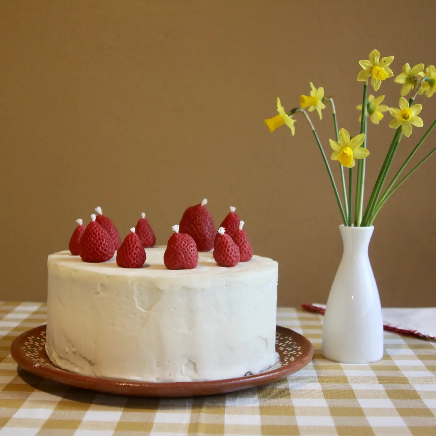 Strawberry Beeswax Birthday Candles