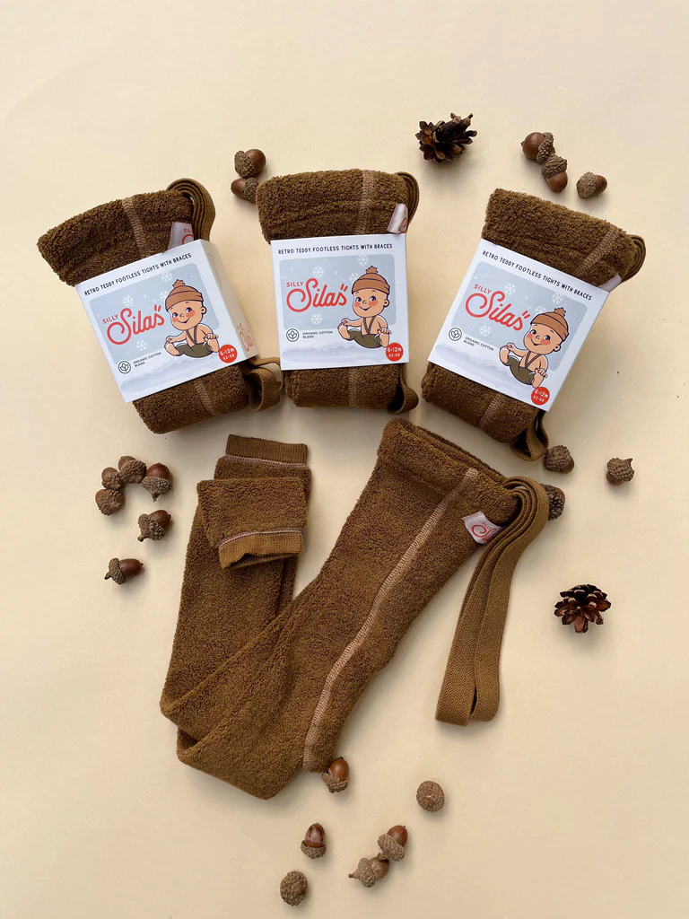 Teddy Warmy Footless Cotton Tights - Acorn Brown