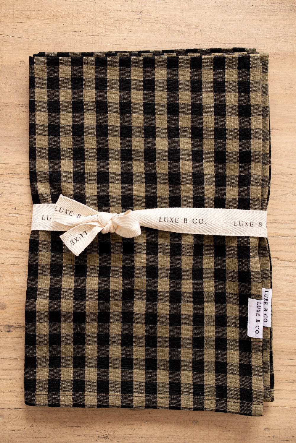 Olive Green Gingham Kitchen Dish Towels - Set of Two