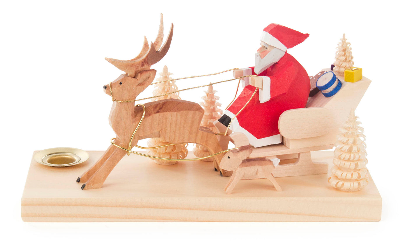 Santa with Deer-Drawn Sleigh and Rabbit