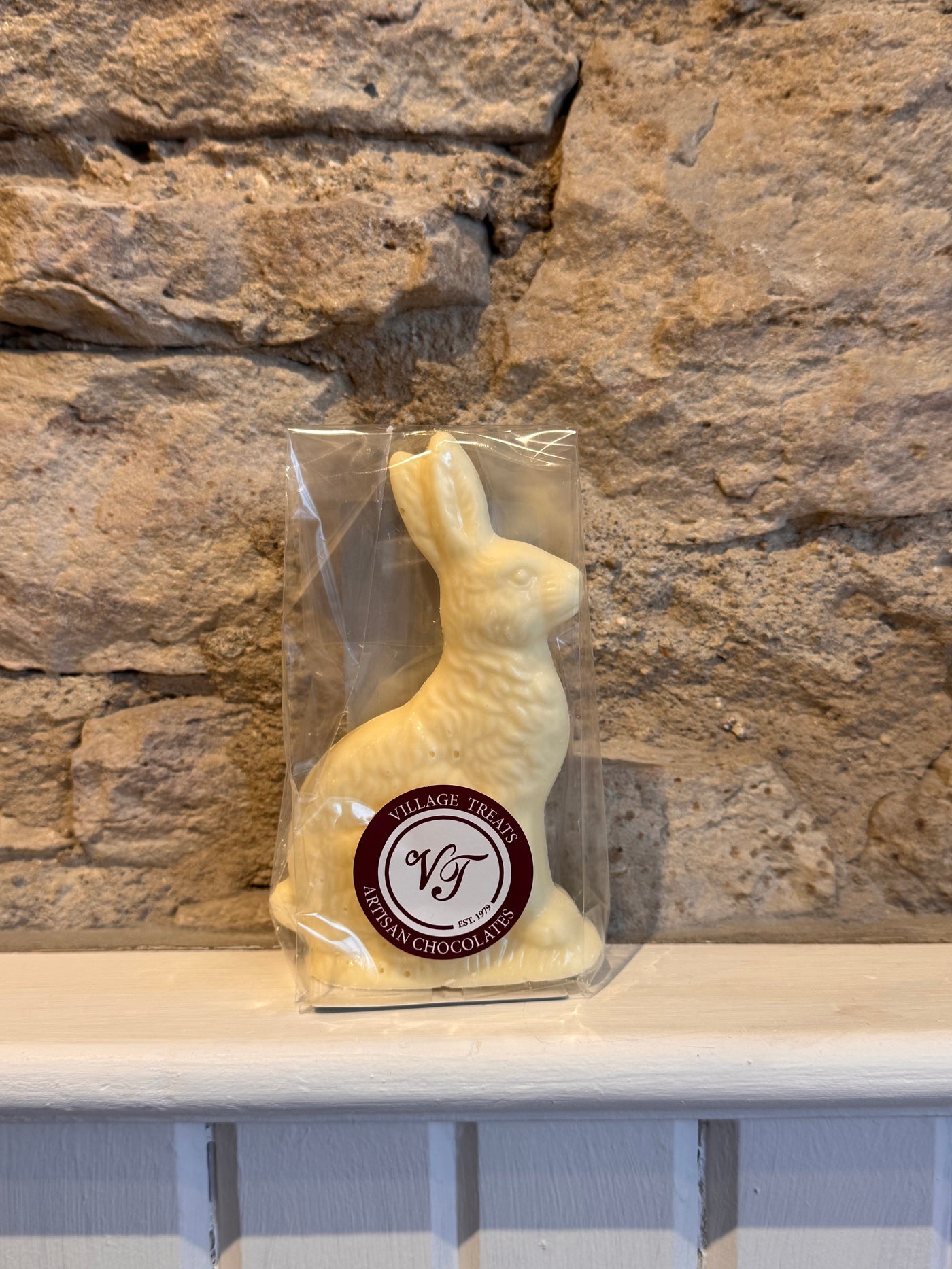 Five and a Half-Inch Sitting Bunny - Solid White and Milk Chocolate