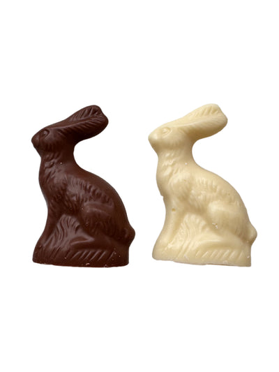 Two-Inch Sitting Bunny - Solid White and Milk Chocolate