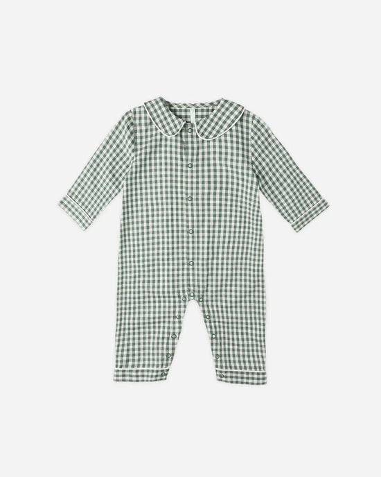 Baby Pajama Romper - Evergreen Gingham