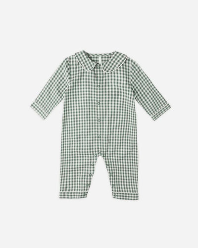 Baby Pajama Romper - Evergreen Gingham