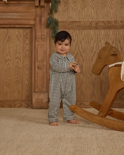 Baby Pajama Romper - Evergreen Gingham