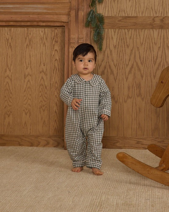 Baby Pajama Romper - Evergreen Gingham