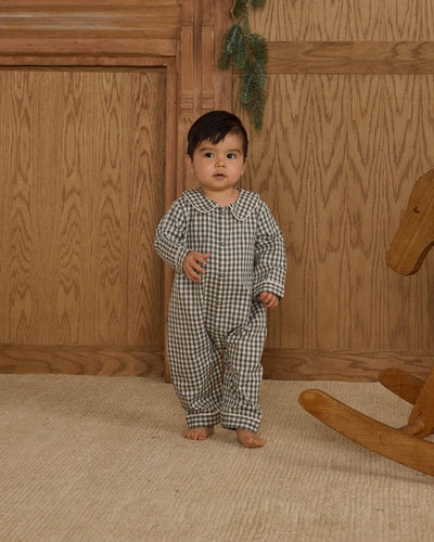 Baby Pajama Romper - Evergreen Gingham