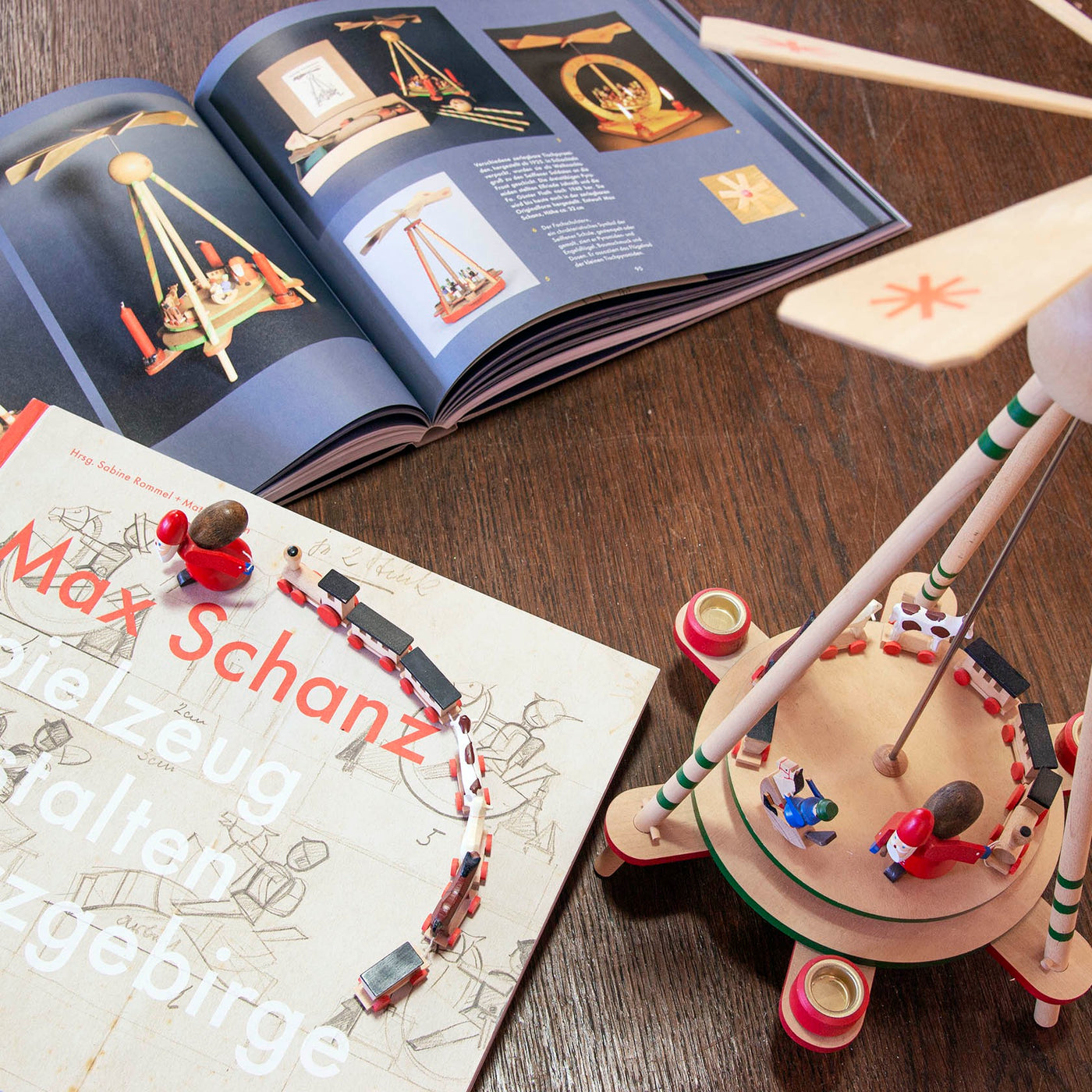 Wooden Pyramid with Santa and Toys