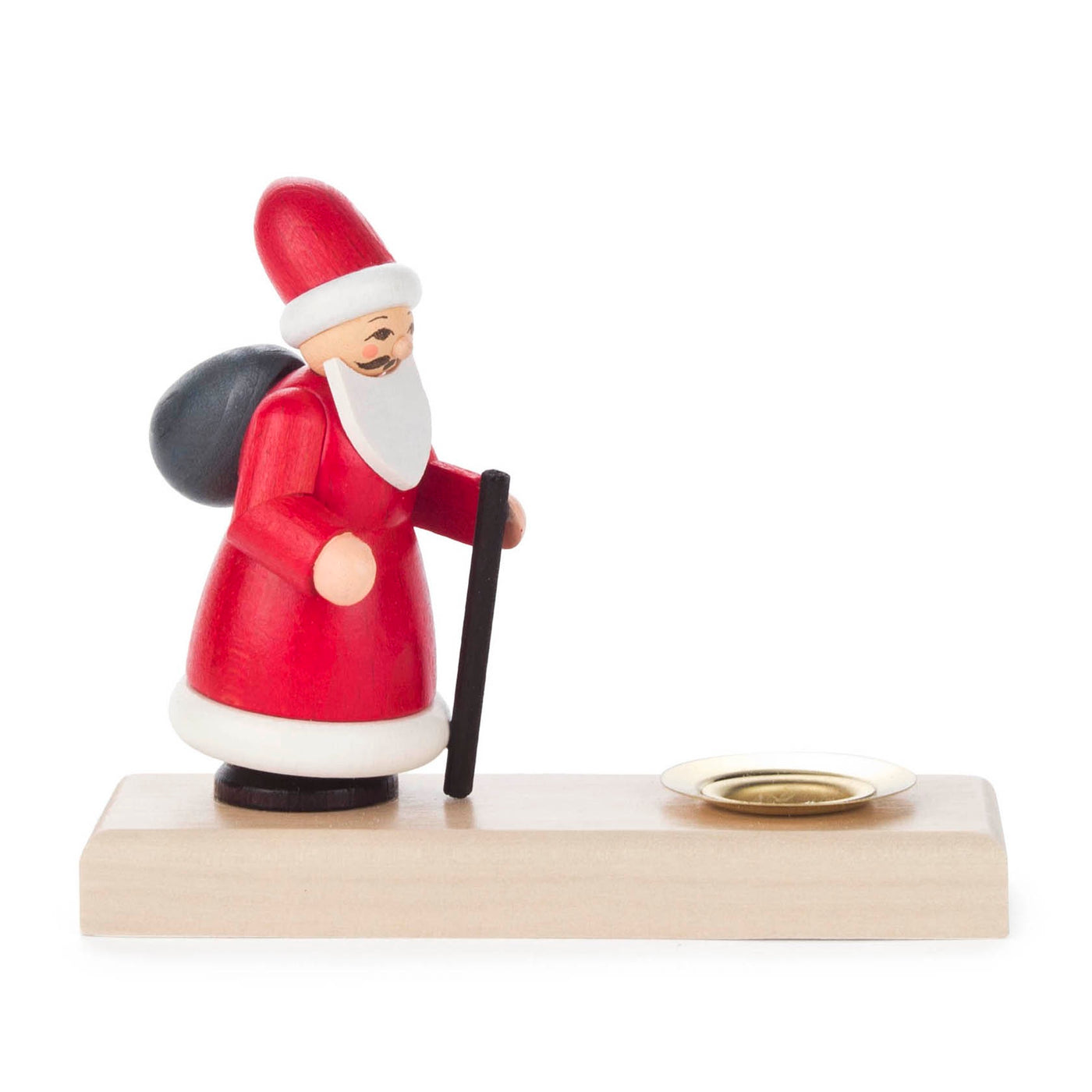 Wooden Candle Holder with Santa