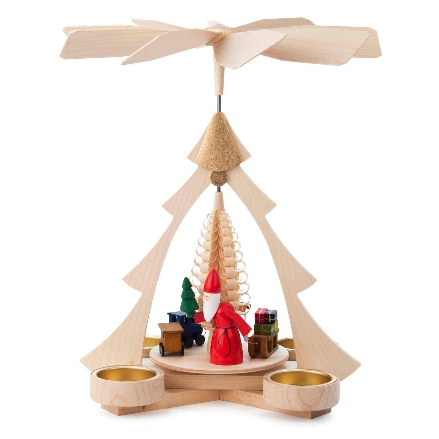 Tealight Wooden Pyramid with Santa