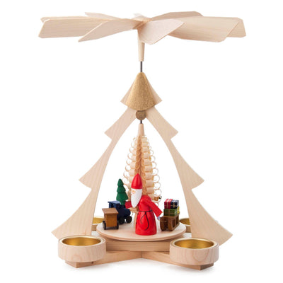 Tealight Wooden Pyramid with Santa