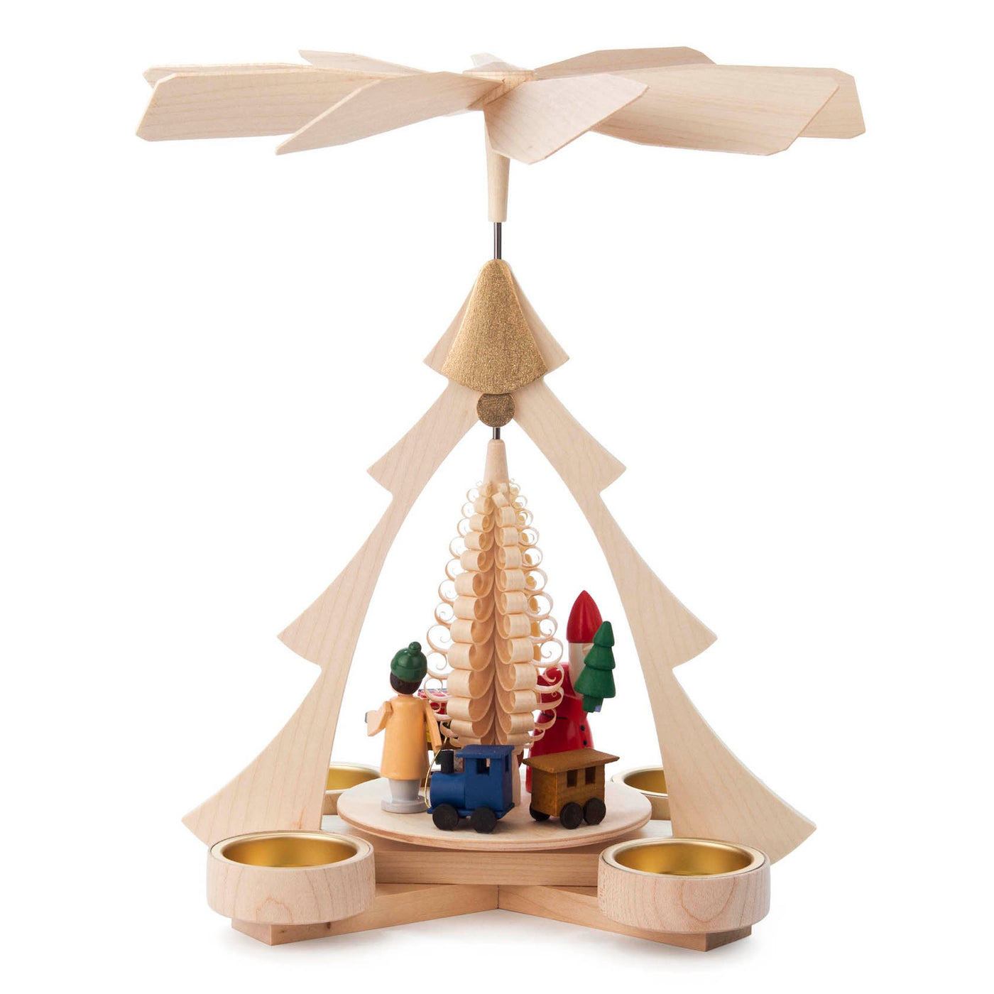 Tealight Wooden Pyramid with Santa