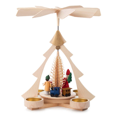 Tealight Wooden Pyramid with Santa