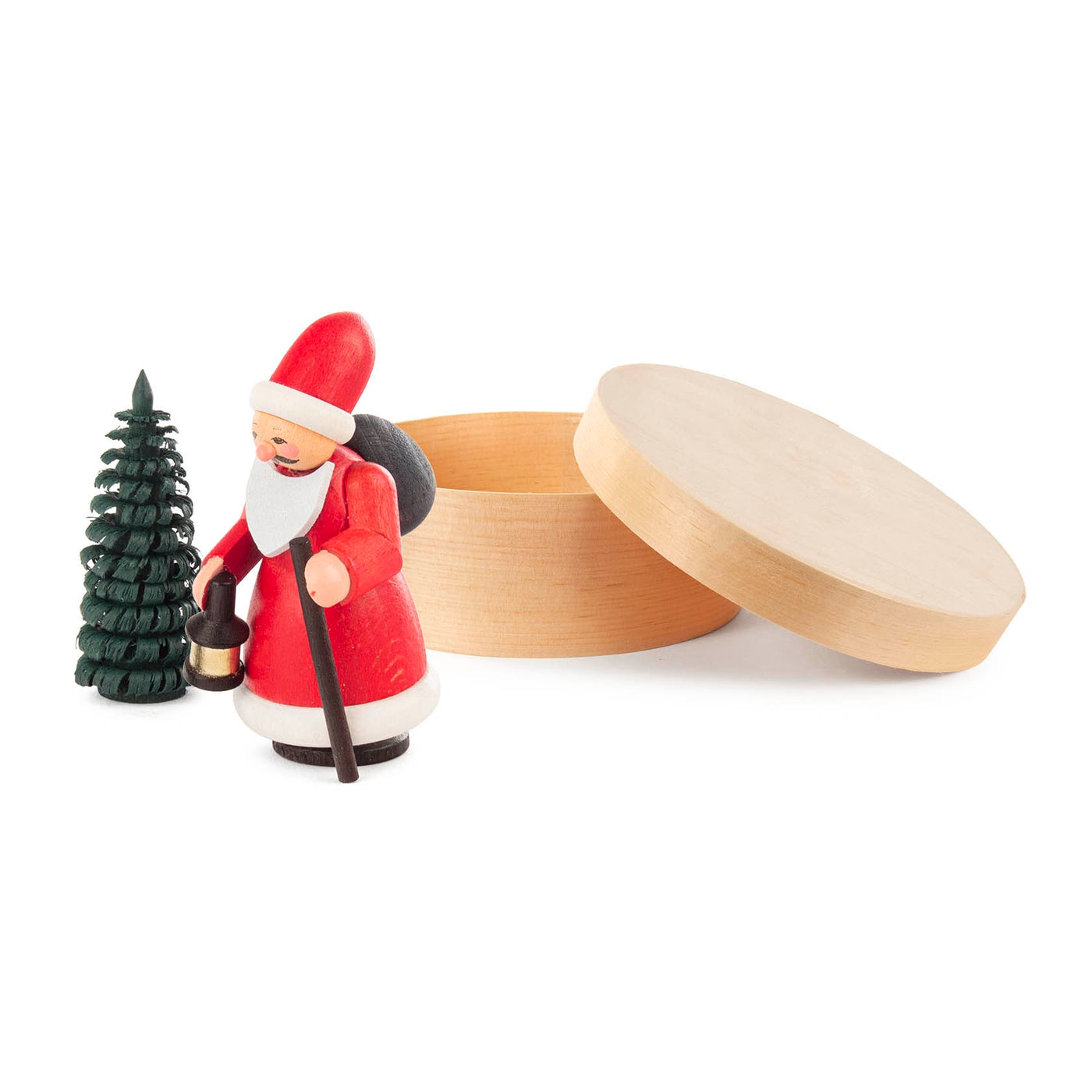 Wooden Box with Santa and Tree