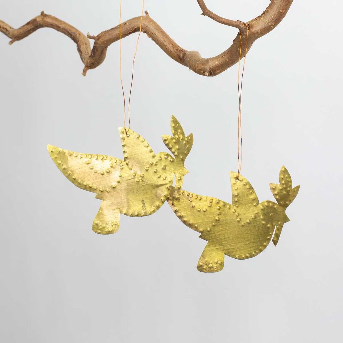 Brass Golden Bird Ornament - Set of Two