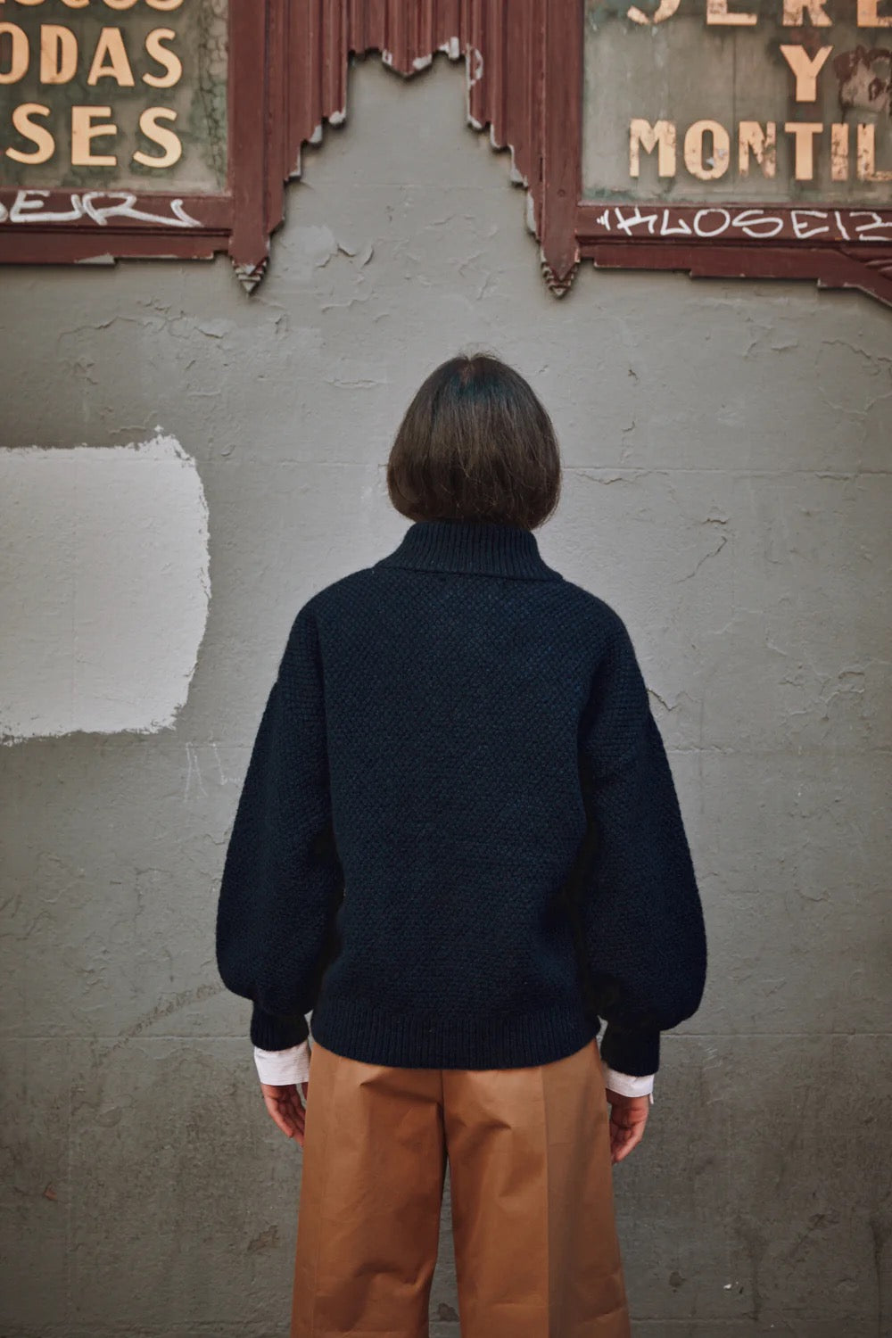 George High-Neck Cardigan Jacket in Yak-Merino Wool - Midnight Blue