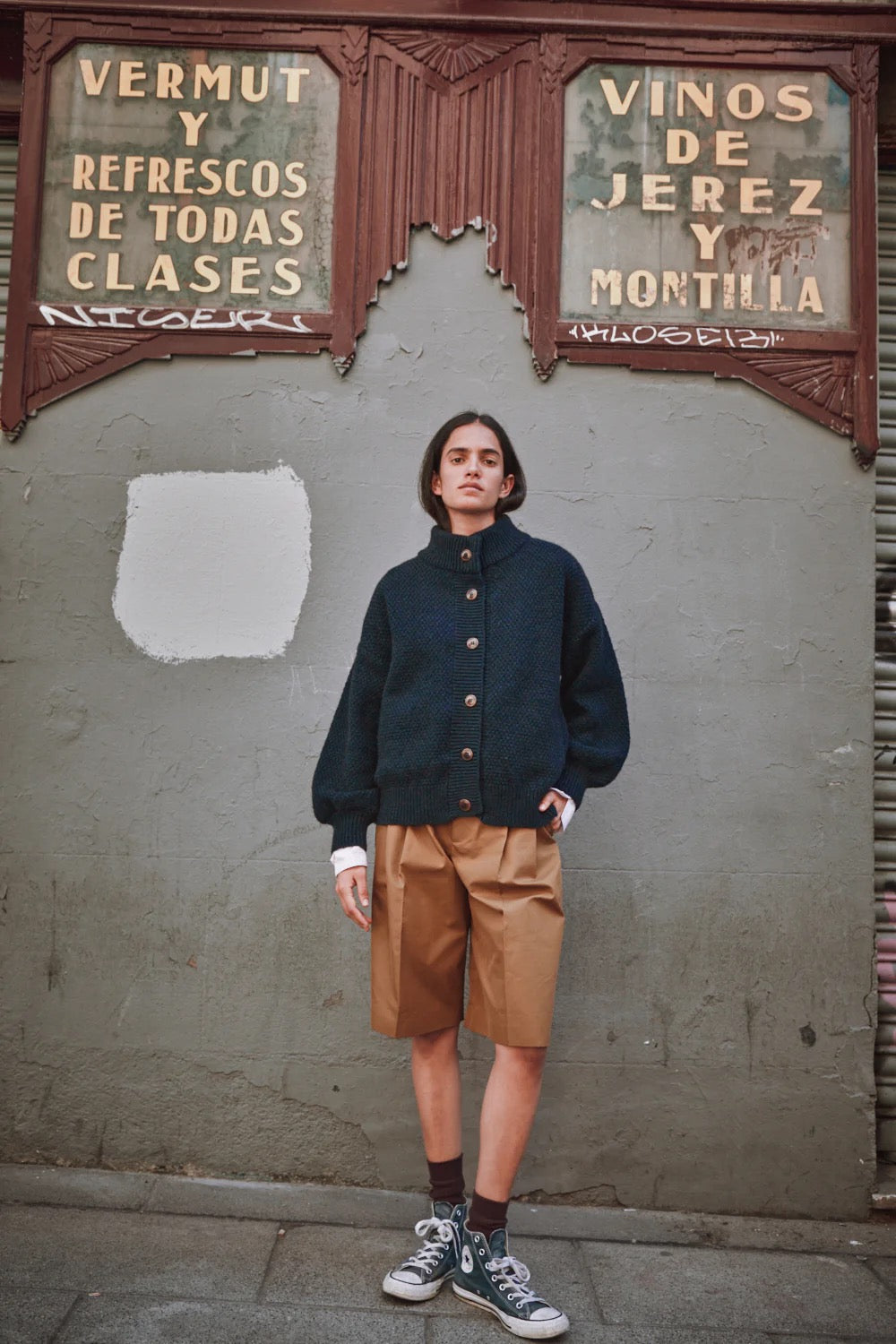 George High-Neck Cardigan Jacket in Yak-Merino Wool - Midnight Blue