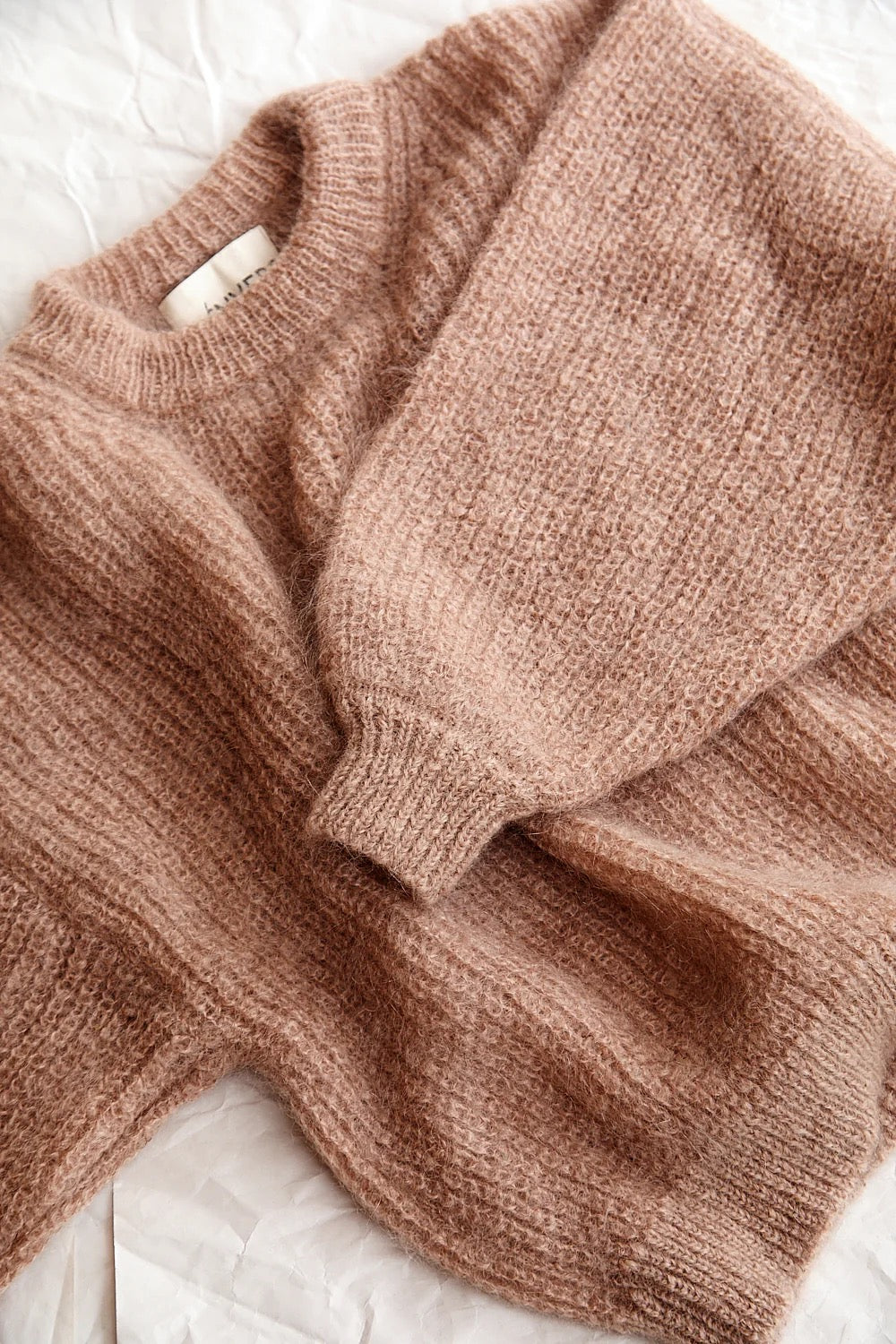 Lucie Batwing Sweater in Mohair Wool - Light Pink