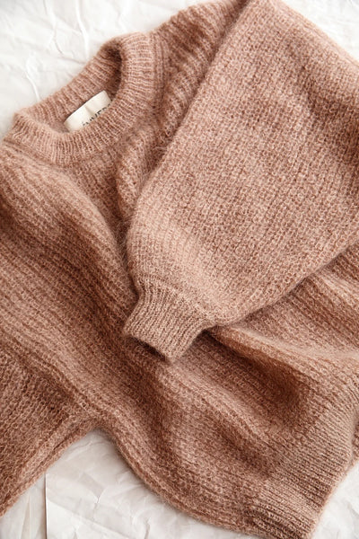 Lucie Batwing Sweater in Mohair Wool - Light Pink