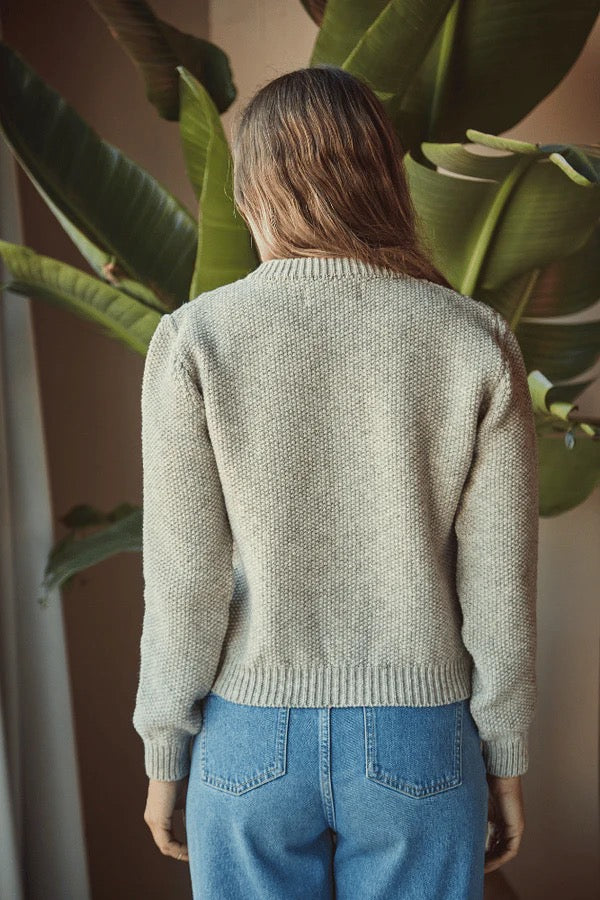 Sonia Cable Cardigan in Merino Wool - Beige