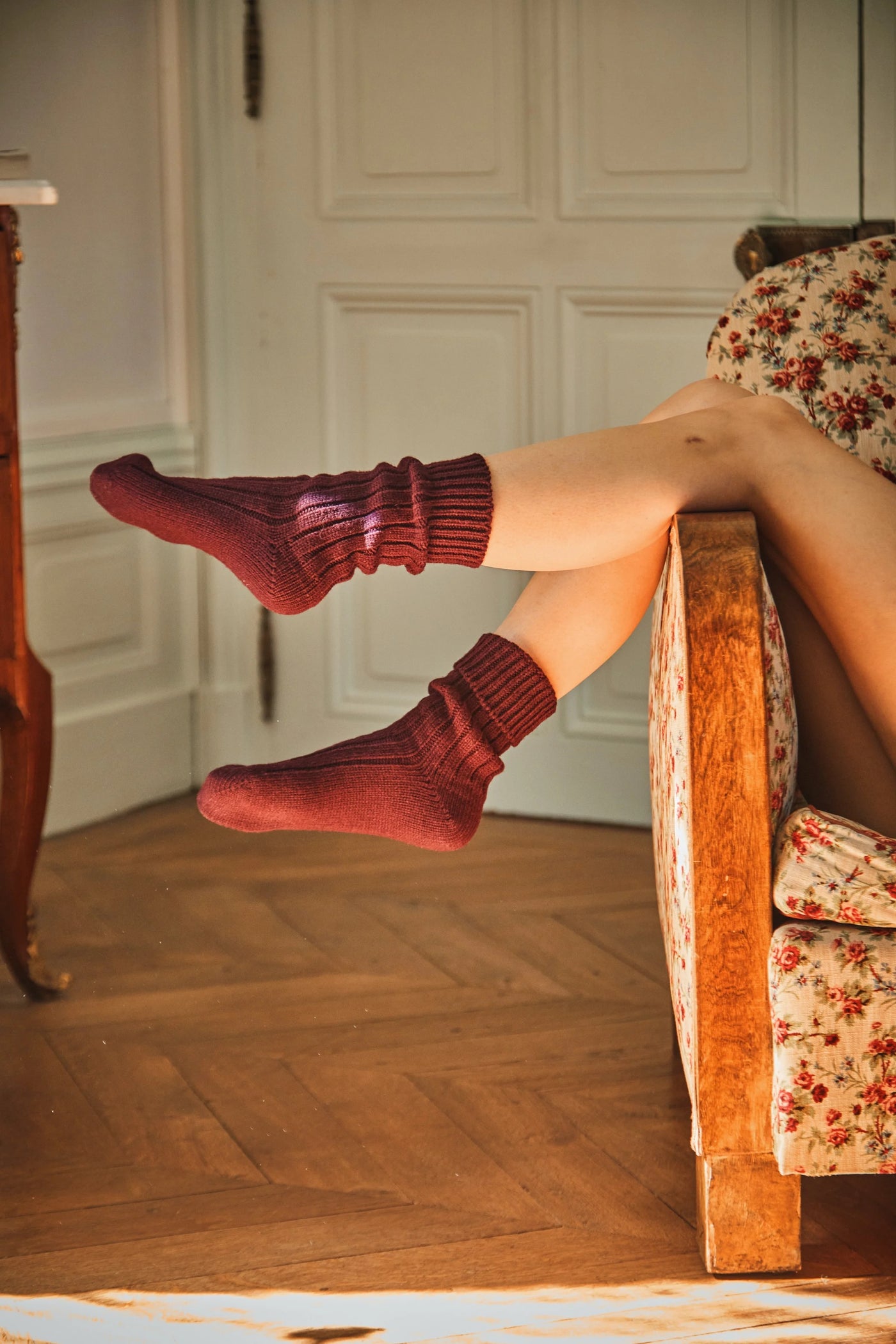 Berthe Wool Socks - Rust Red