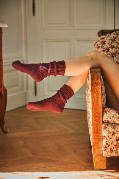 Berthe Wool Socks - Rust Red