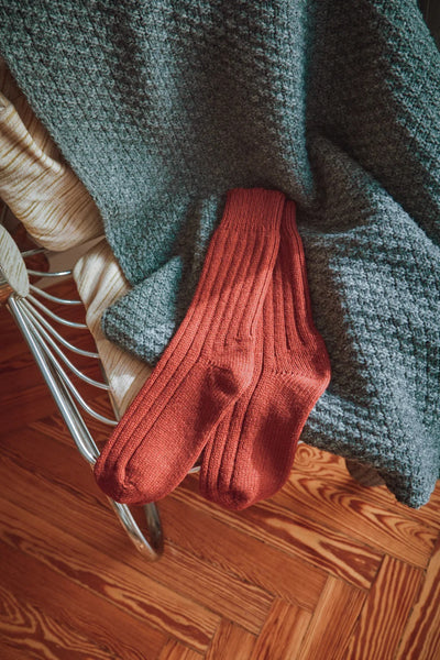Berthe Wool Socks - Rust Red