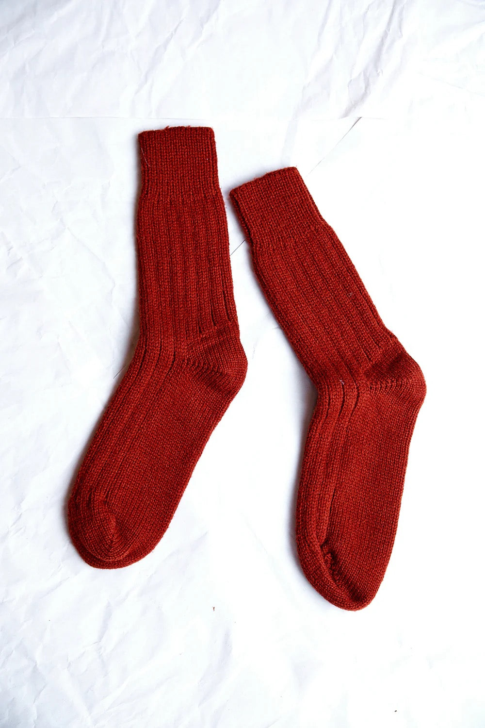 Berthe Wool Socks - Rust Red