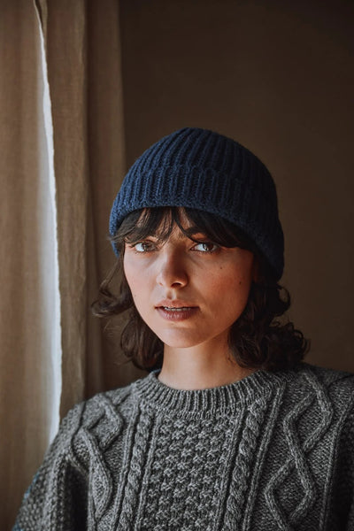 Paul Beanie in Merino Wool - Navy