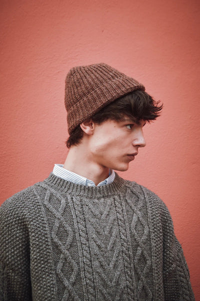 Paul Beanie in Merino Wool - Chocolate