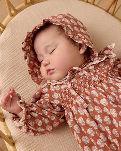 Woven Ruffle Bonnet - Holiday Fleur