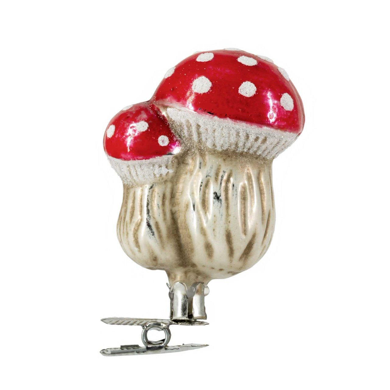Glass Ornament - Two Mushrooms on Clip