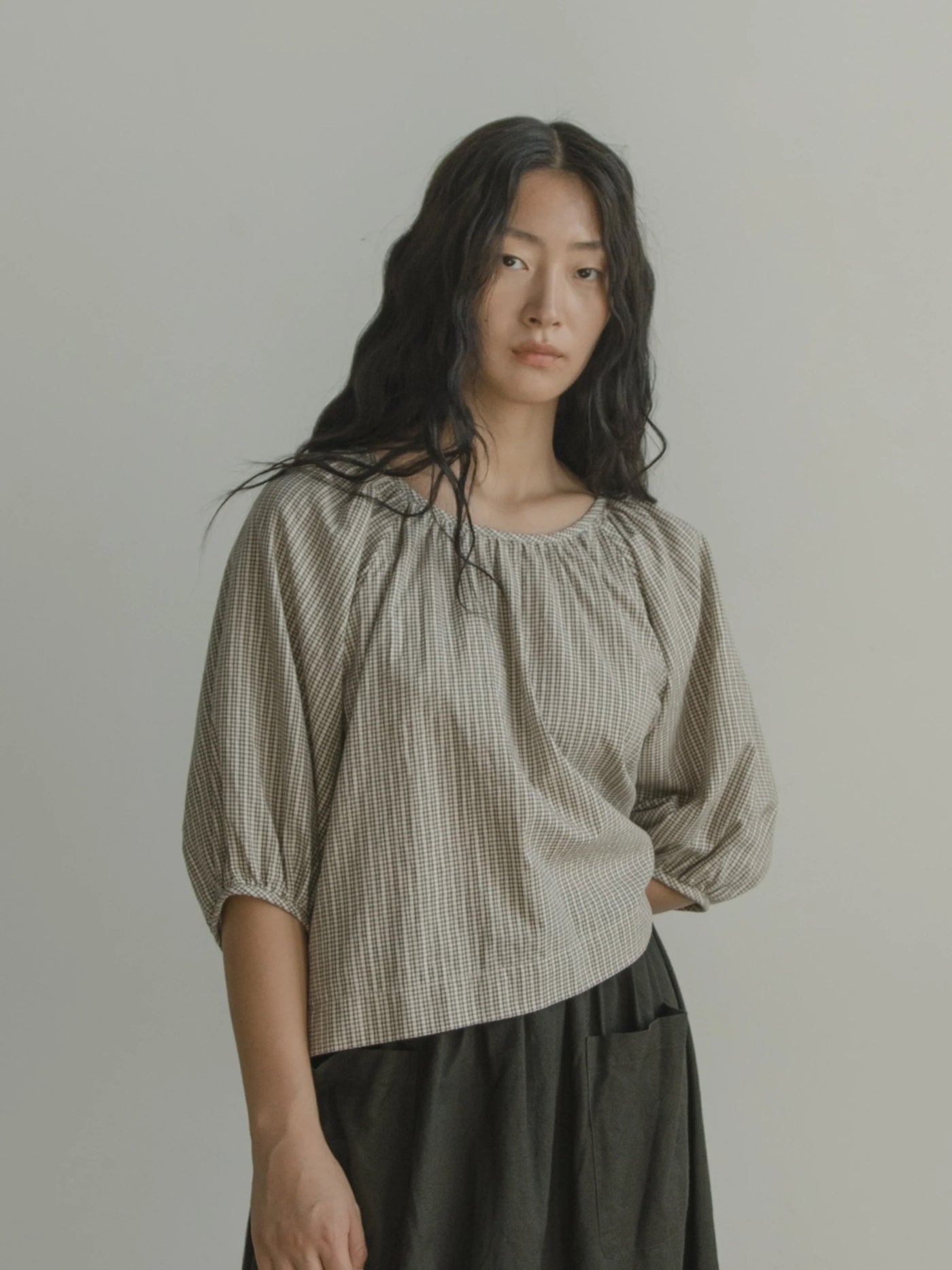 Simone Top - Moss Check