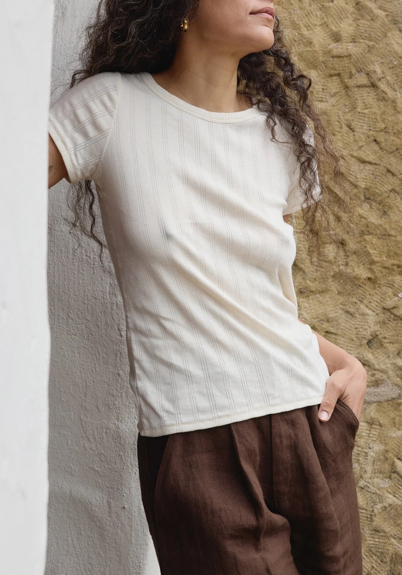 Pointelle Tee - Natural
