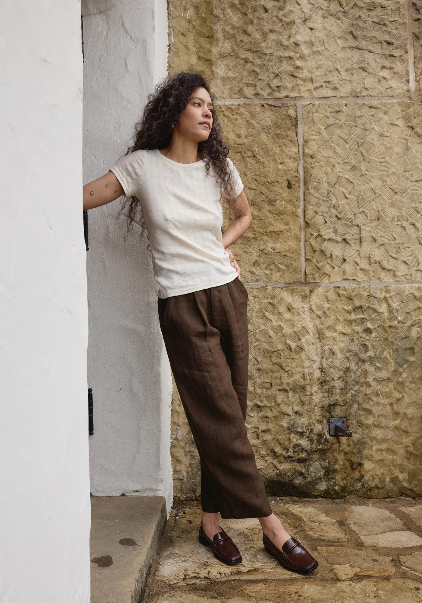 Pointelle Tee - Natural