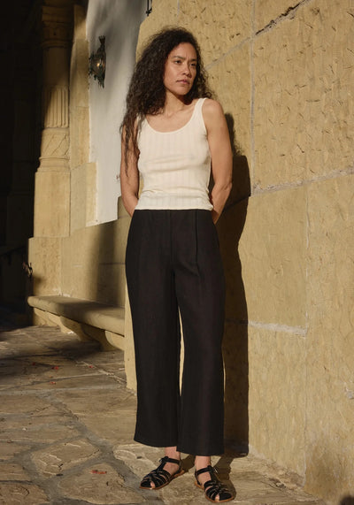 Pointelle Scoop Tank - Natural