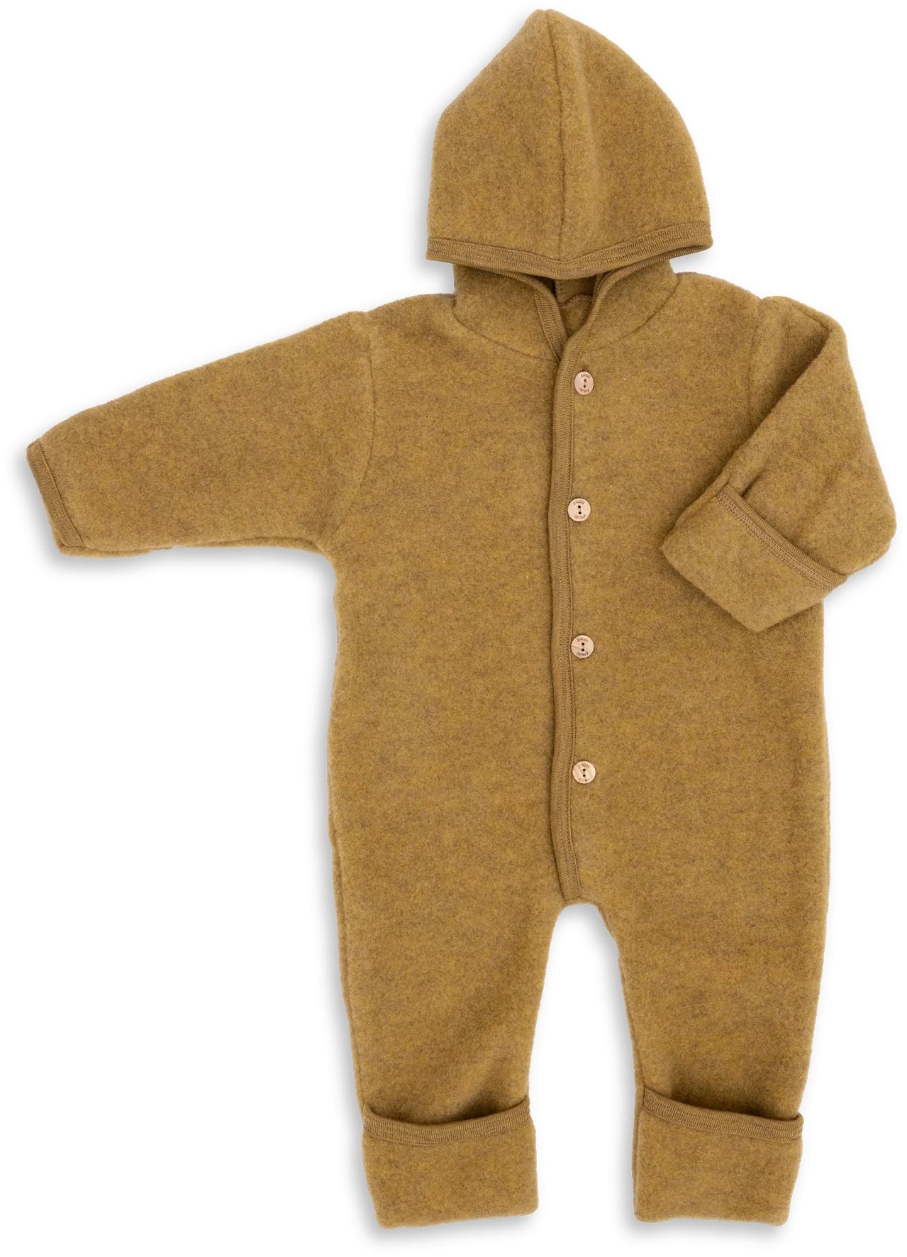 Wool Fleece Hooded Overall - Saffron