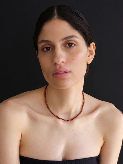 Petite Boule Necklace - Red Jasper