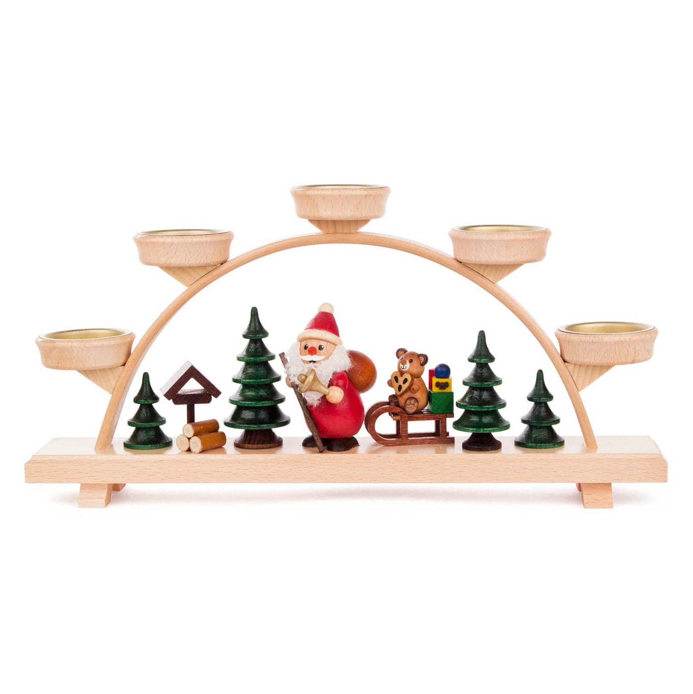 Wooden Candle Arc - Santa with Bear