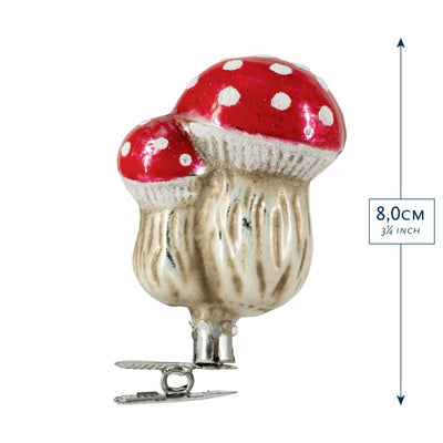 Glass Ornament - Two Mushrooms on Clip