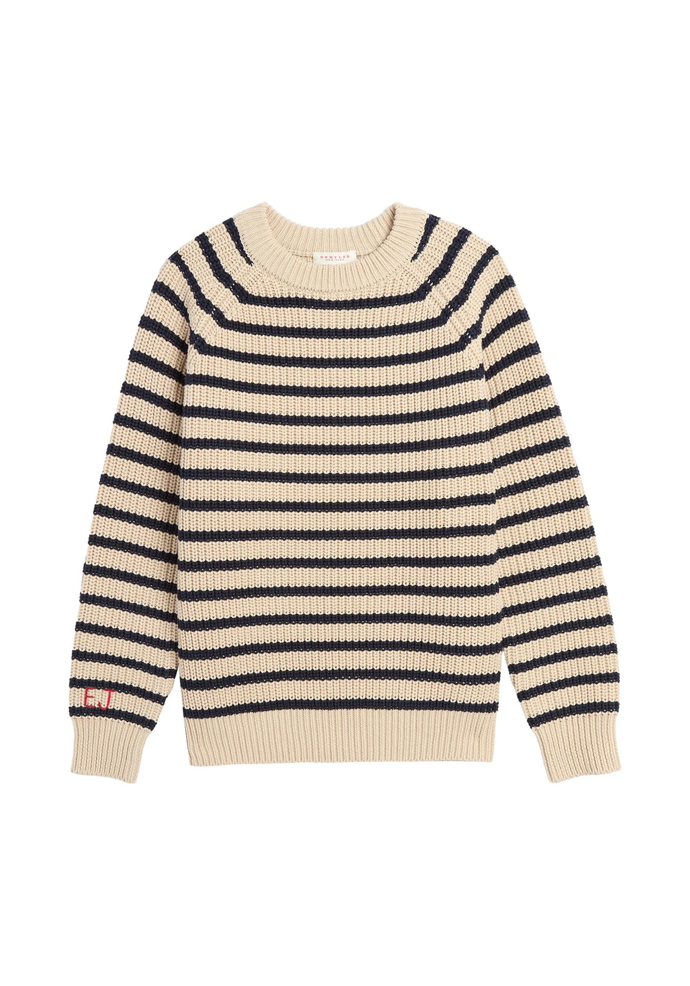 Phoebe Stripe Cotton Sweater - Natural/Navy
